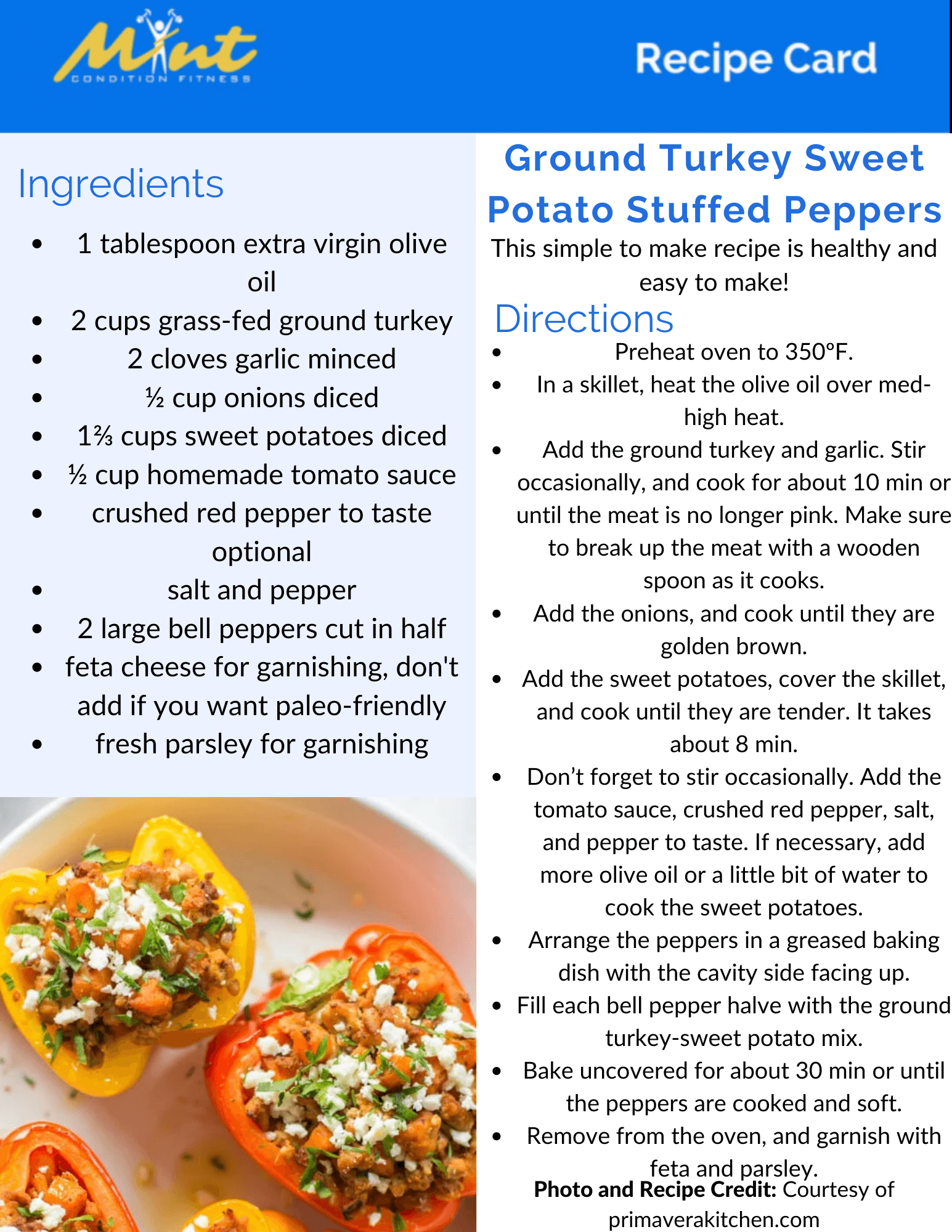Ground Turkey Sweet Potato Stuffed Peppers Mint Condition Fitness 1