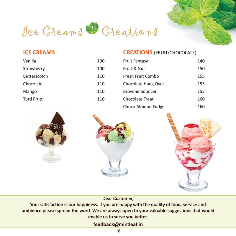 Mint Leaf Menu
