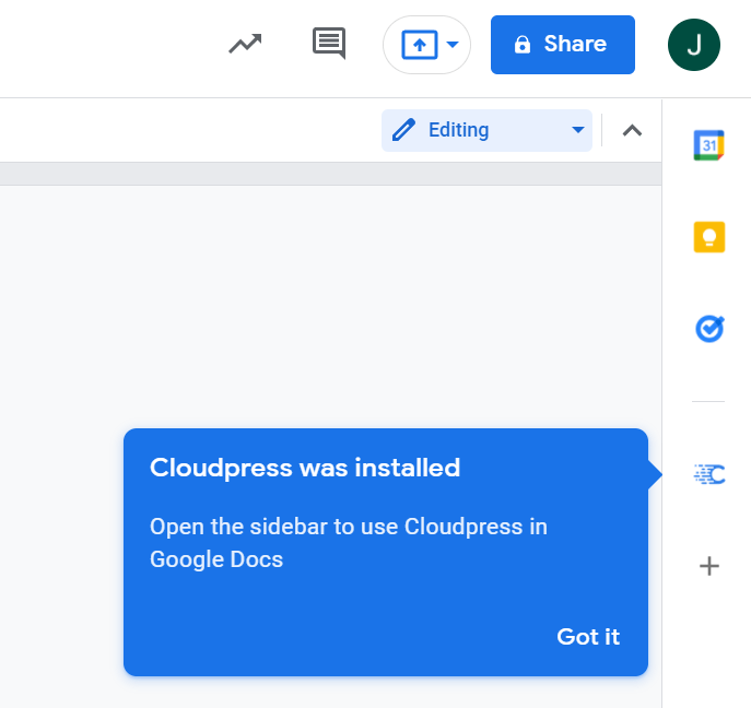 Install the Google Docs Addon Cloudpress Documentation