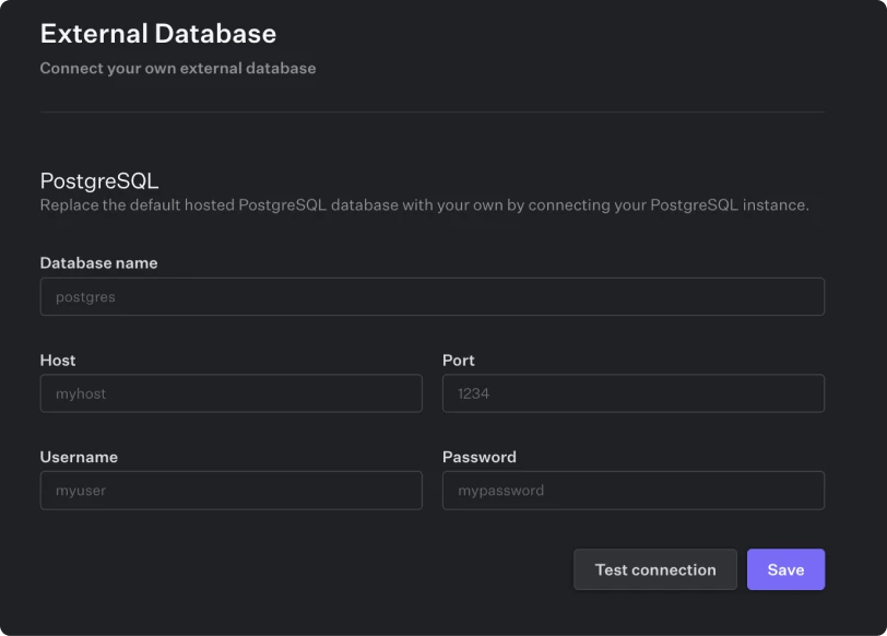 Connect external DB Fastgen