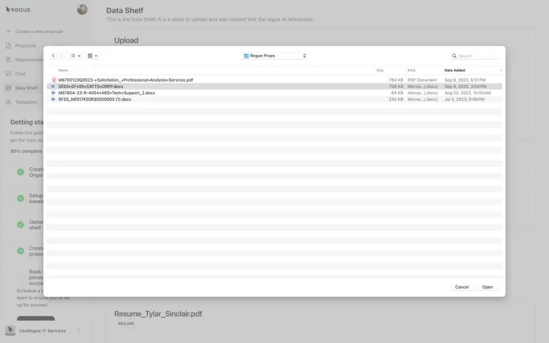 Data Shelf Setup Rogue Documentation