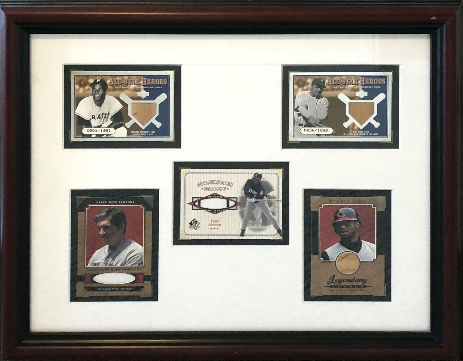 2001 Group Lot of (5) Framed Game Used Baseball Cards MINT State