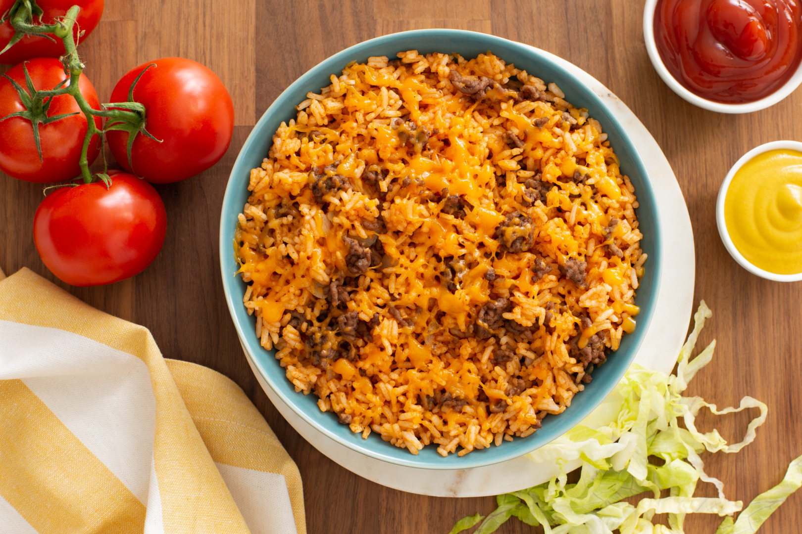 Cheeseburger Rice with Cheddar and Beef Minute® Rice