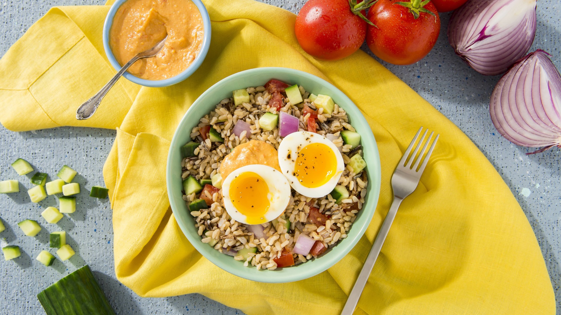 Spicy Hummus Rice Bowl with Brown and Wild Rice Minute® Rice