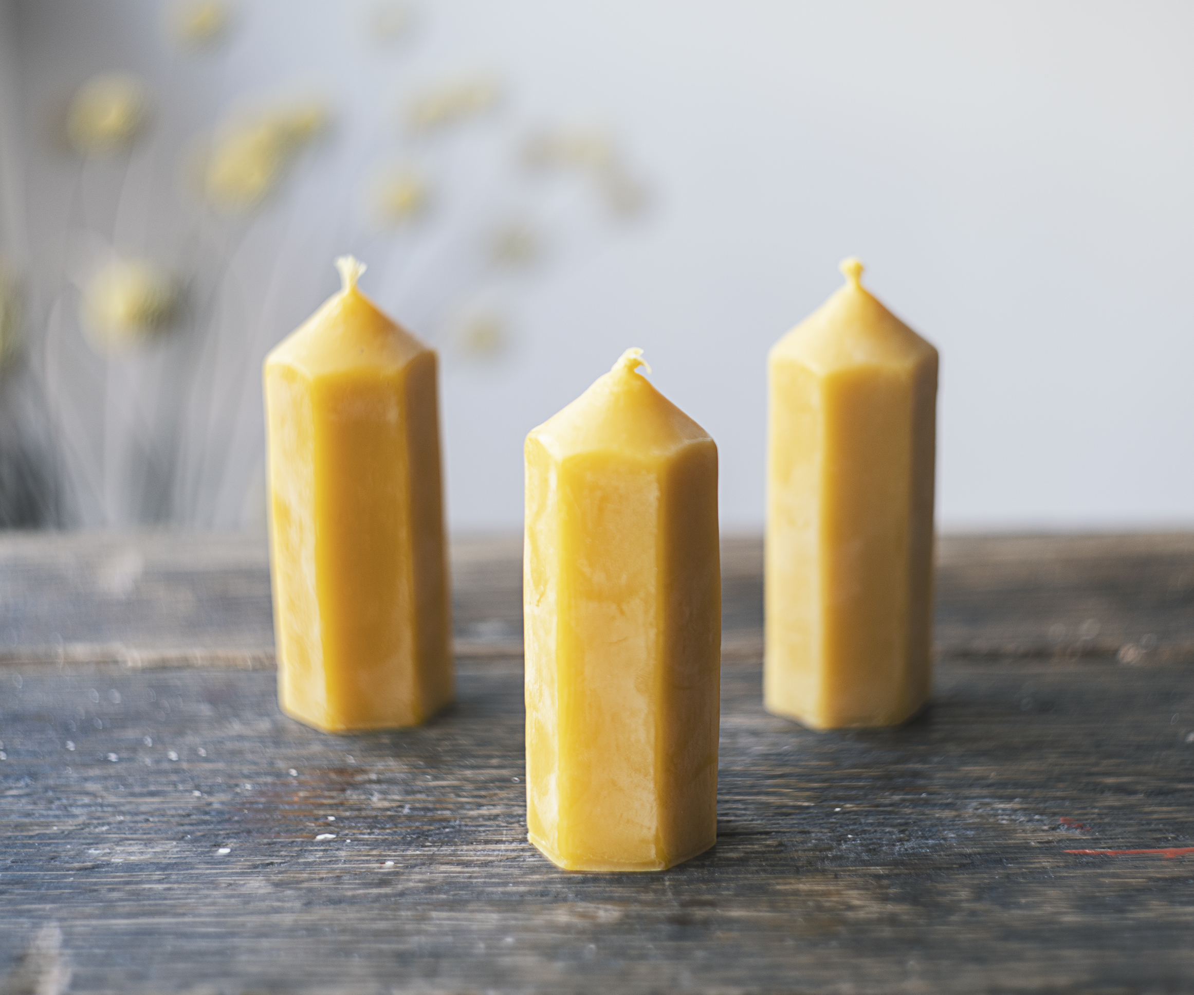 Beeswax Candle Hexagonal Beeswax Candle Edinburgh Honey Co
