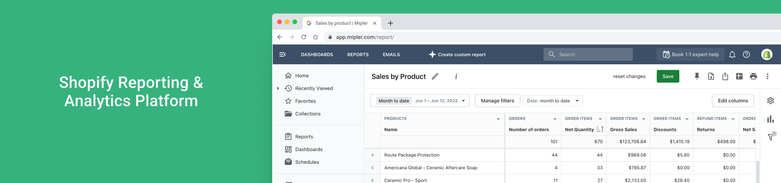 Shopify Transactions Fees Report Selfservice BI Reporting Platform