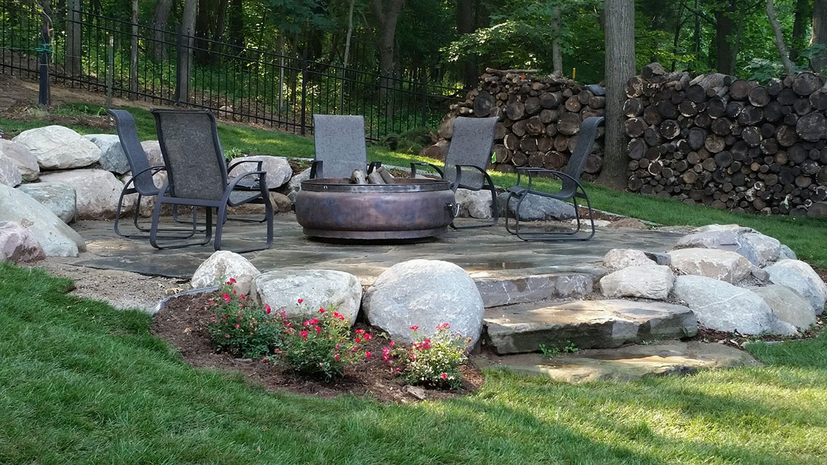 Fire Pit Installation in Kalamazoo Platinum Ponds & Landscaping