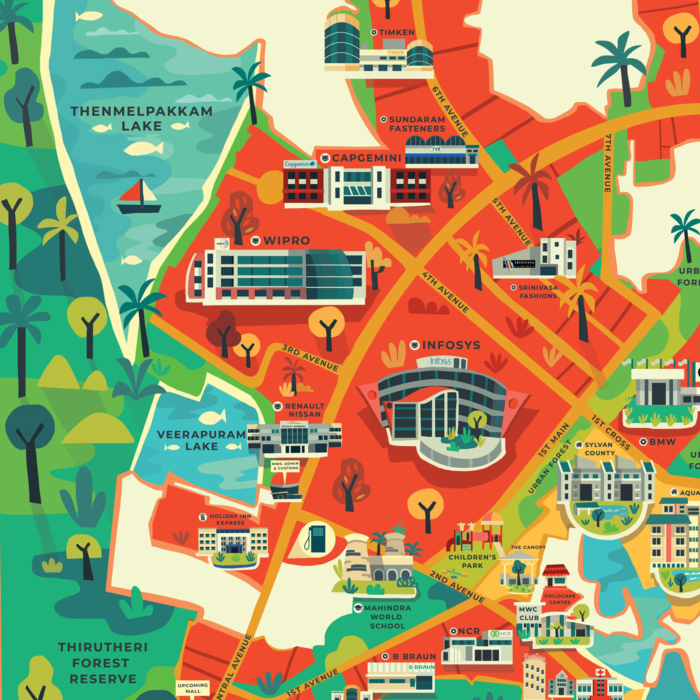 Mahindra City Chennai Map Mahindra World City Map Illustration on Behance