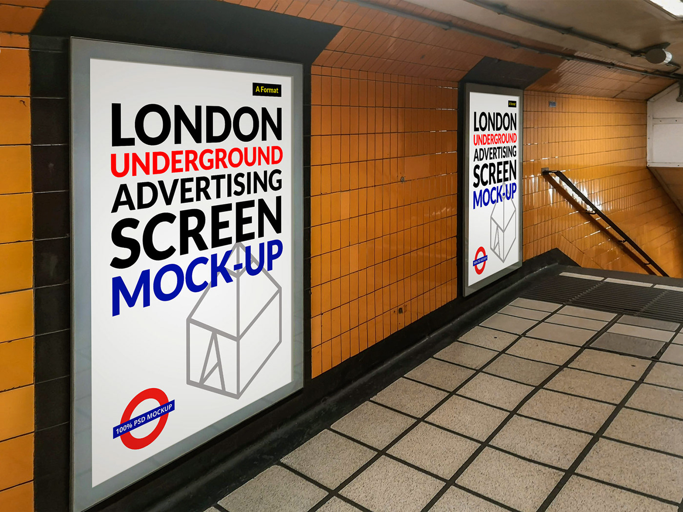 Free London Underground Advertising Screen MockUp 6 on