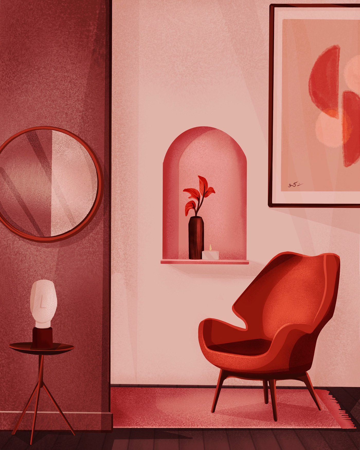 RED CARPET ROOM INTERIOR DESIGN ILLUSTRATION on Behance