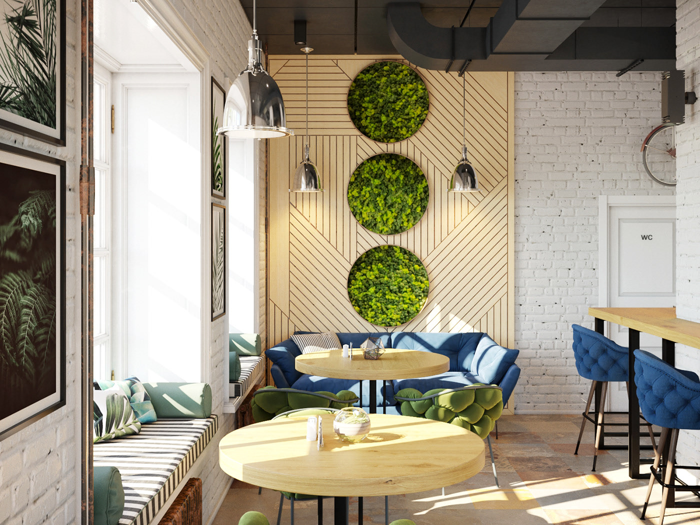 Interior of the Cafe "Green Leaf Cafe" on Behance