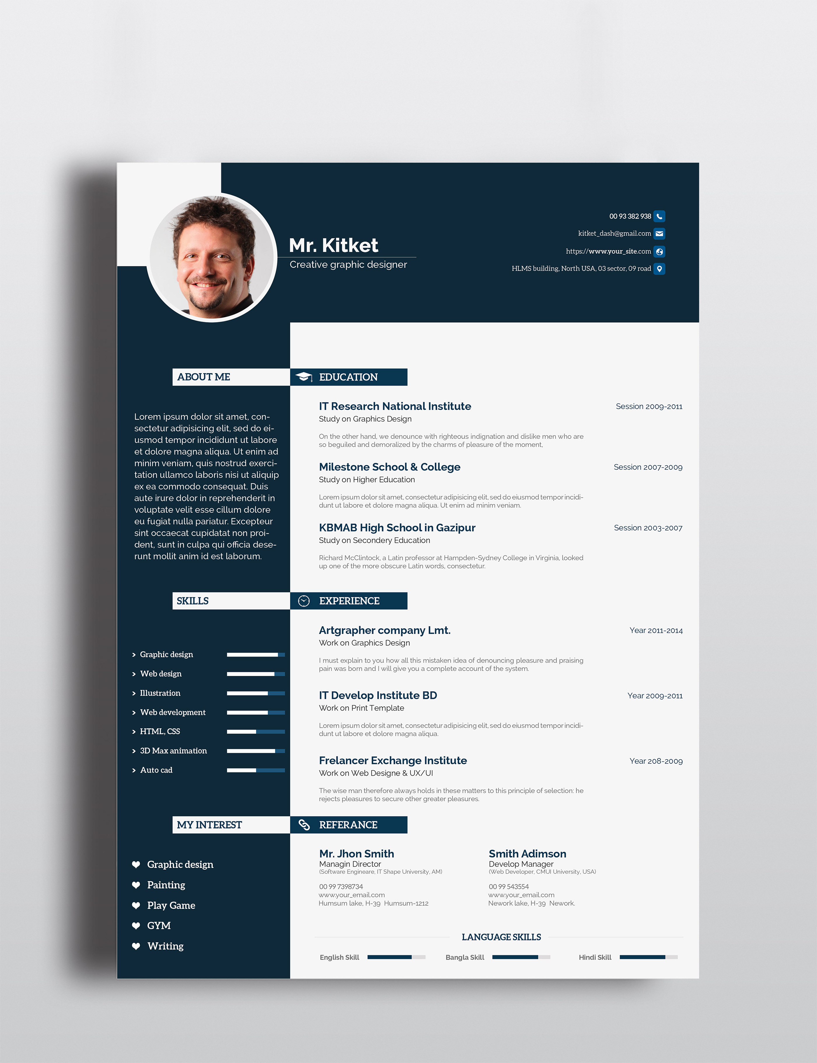 Professional Resume Template on Behance