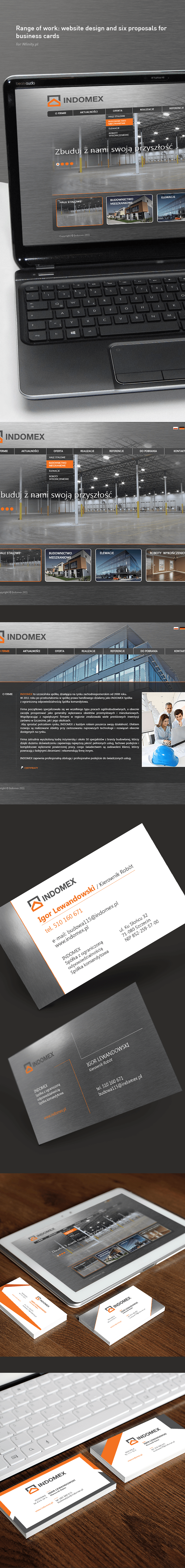 Indomex website design and business cards on Behance