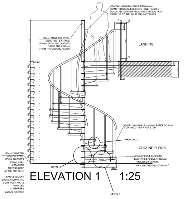 Spiral Staircase Detail Drawings AutoCAD on Behance