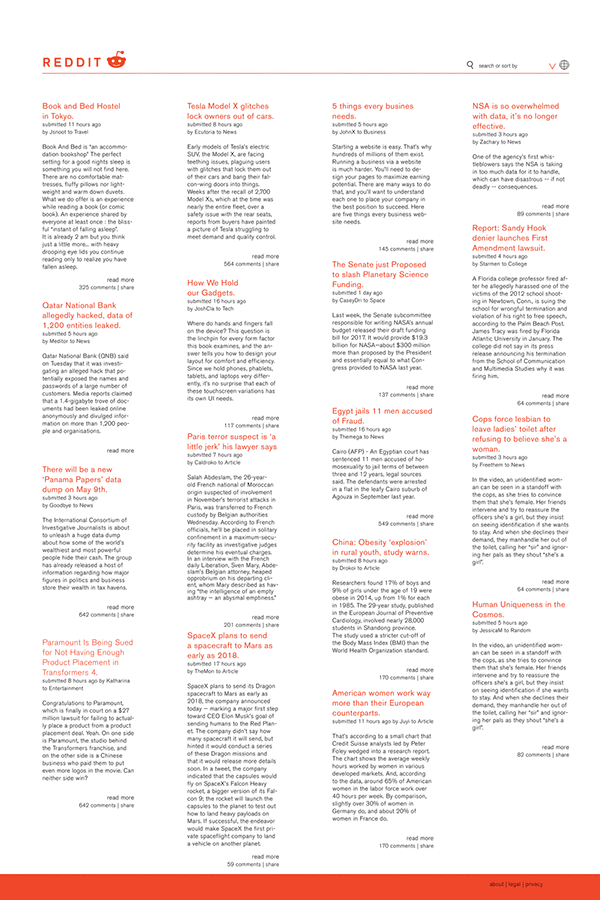 Reddit Website Redesign on MICA Portfolios