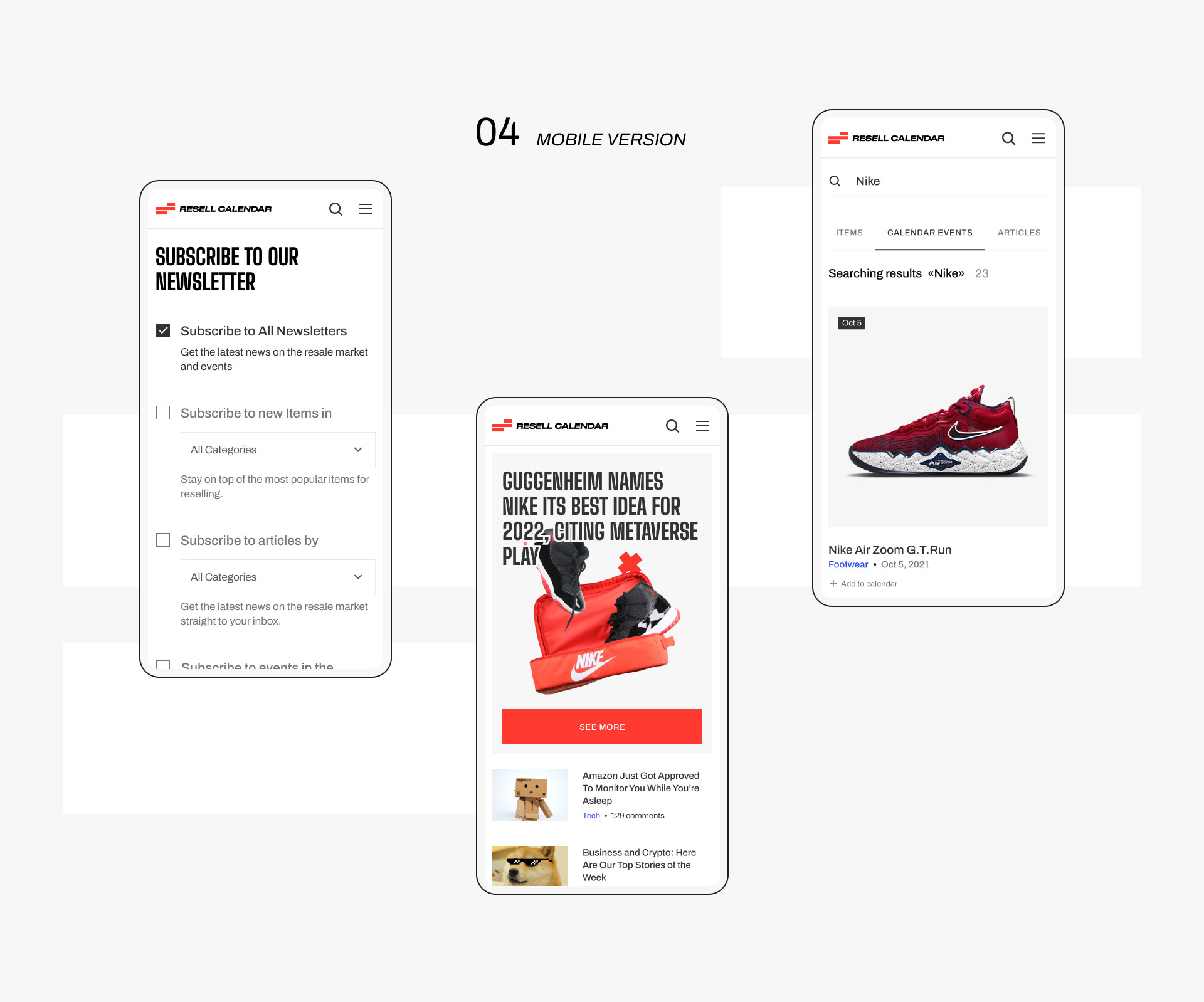 Resell Calendar Website Design on Behance