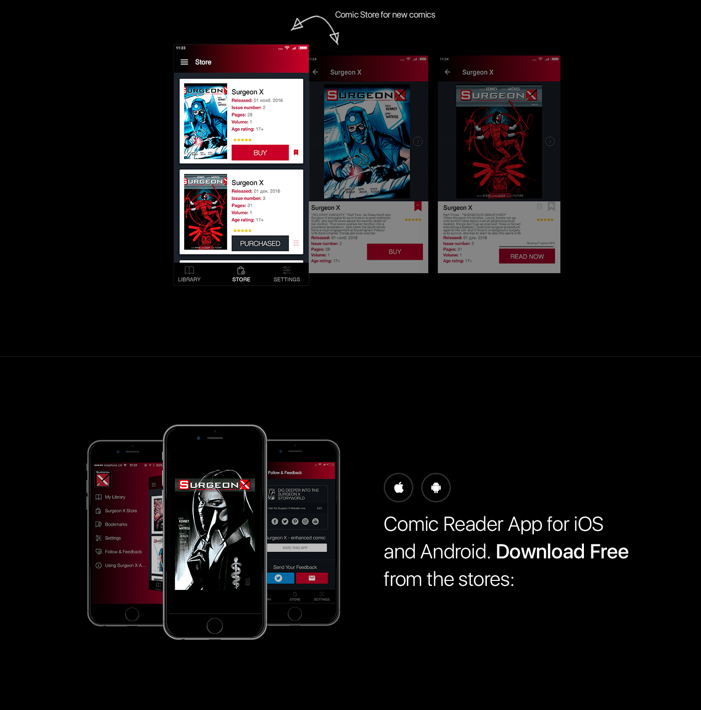 Comic Reader app for iOS and Android on Behance