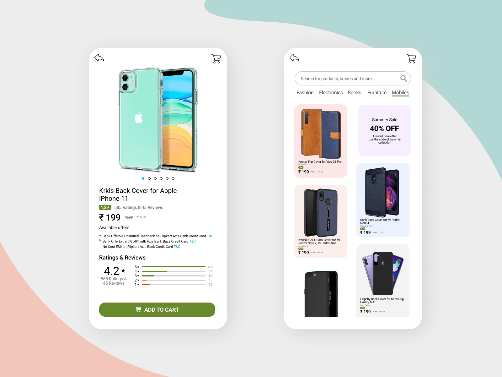 Shopping cart app design on Behance