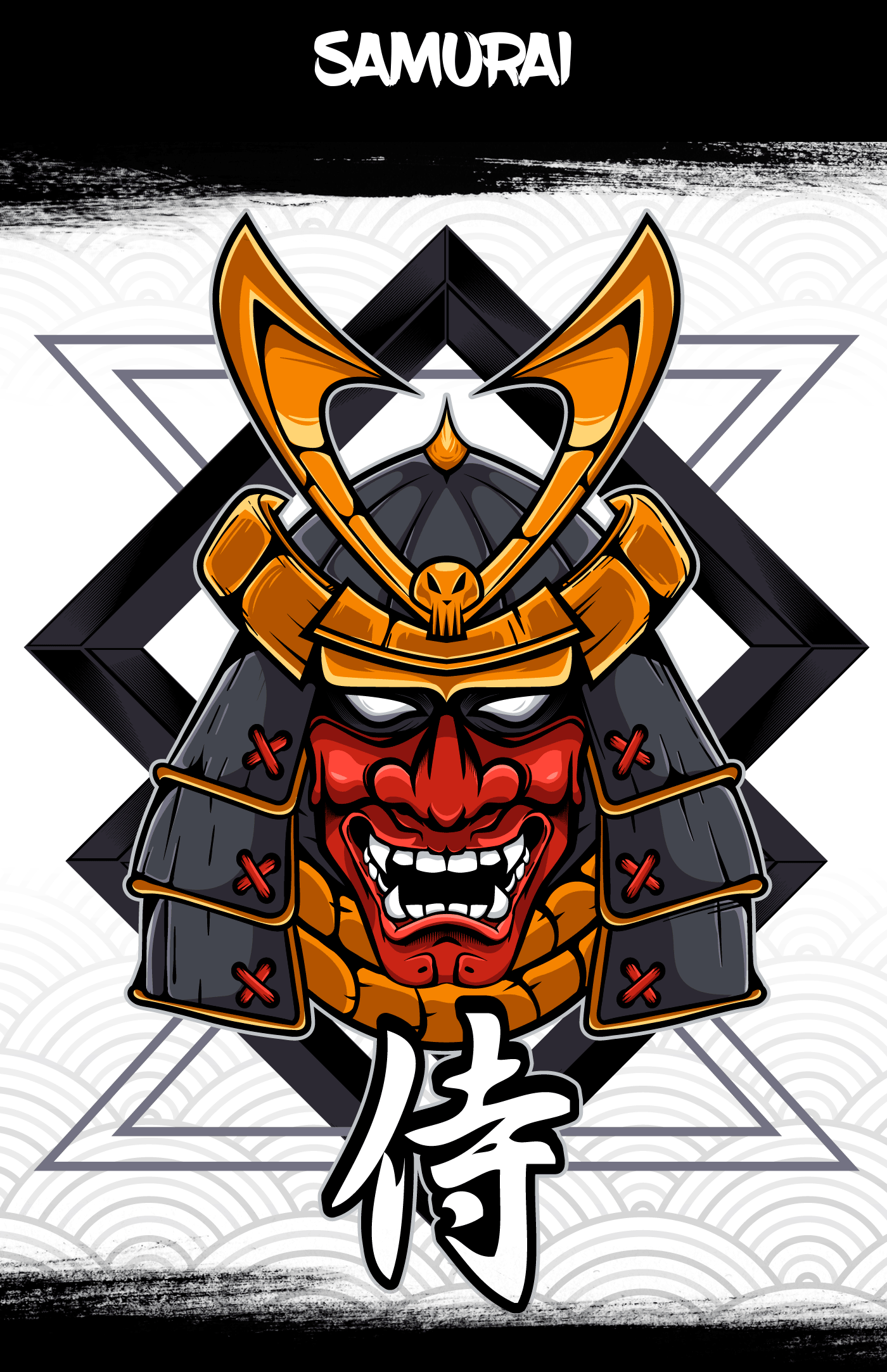 Japanese Samurai Oni Mask Warrior | Tees Design On Behance 2166_x_1400_png