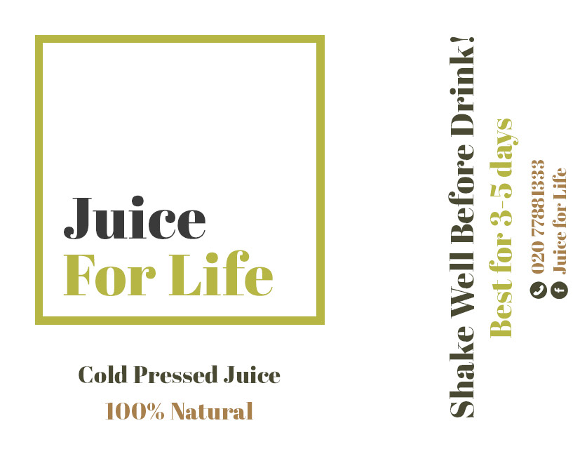 Label Design Juice For Life on Behance