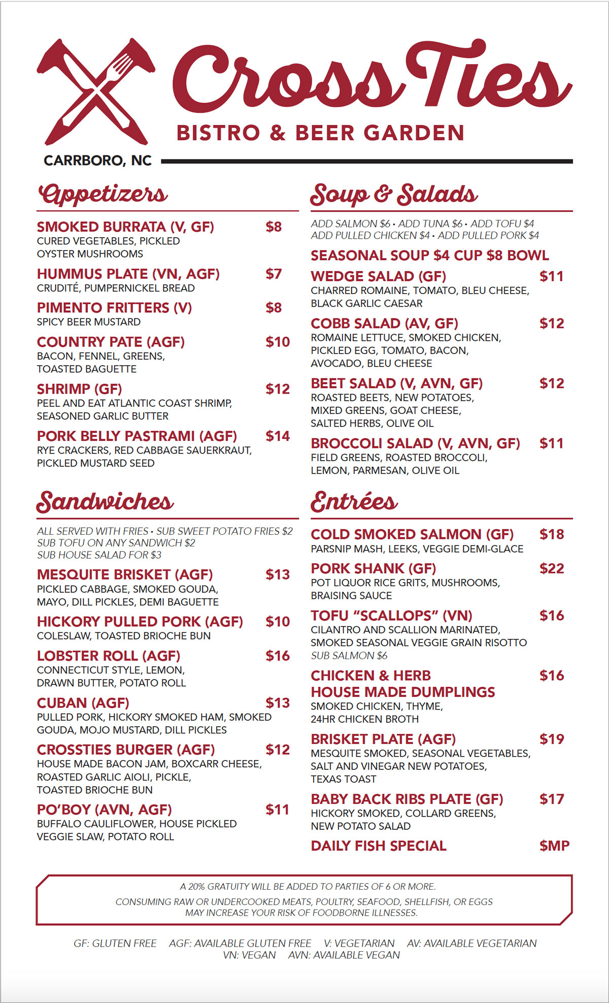 CrossTies Bistro & Beer Garden Menus and Logo Design on Behance