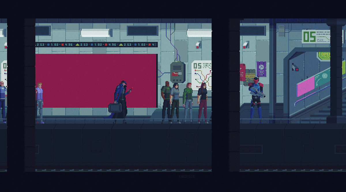 Metro pixel art animation gif animation on Behance
