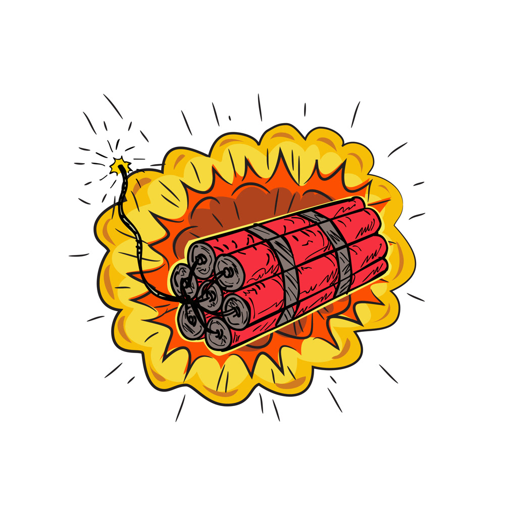 Cartoon Dynamite Exploding Drawing / Exploding Dynamite Silhouette