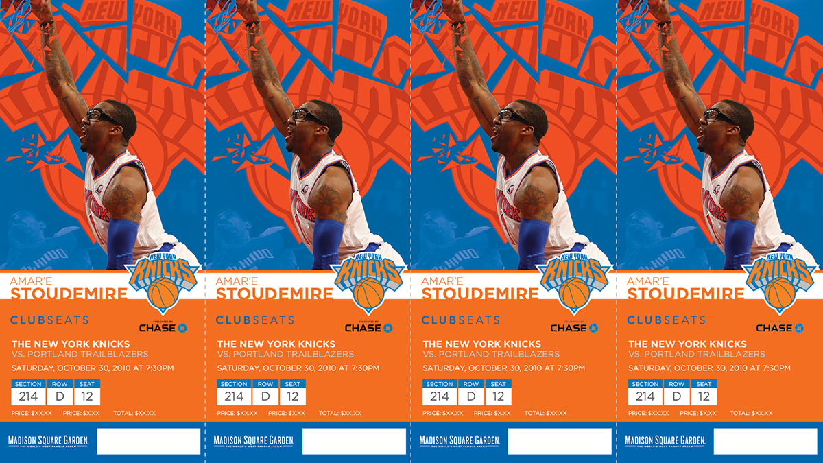 NY Knicks 201314 Season Tickets on Behance