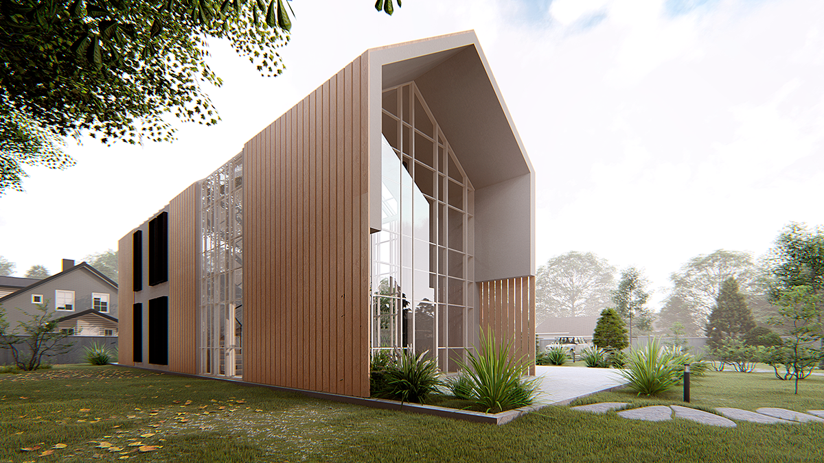 pitch roof house on Behance