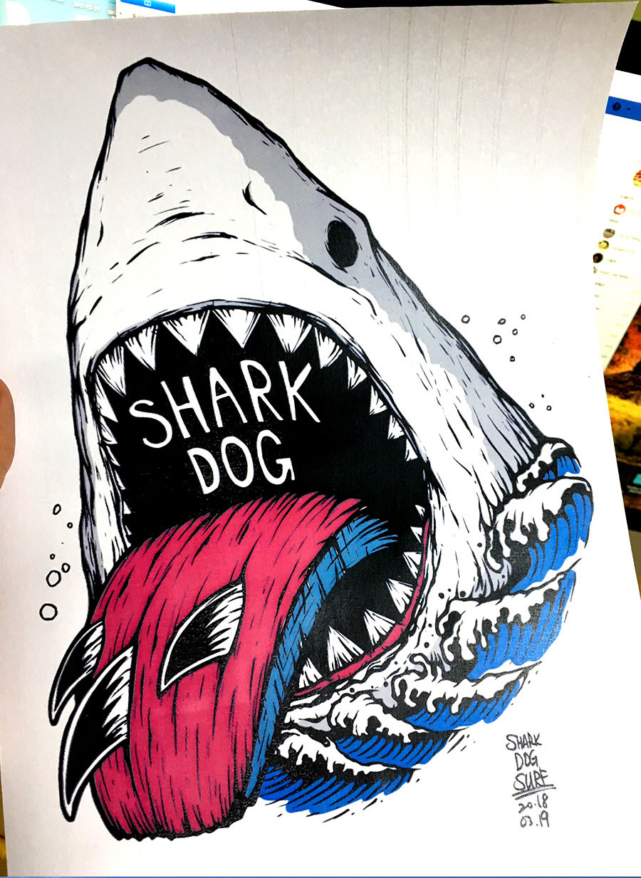 Shark dog surf hawaii Extreme illust graphic design on Behance