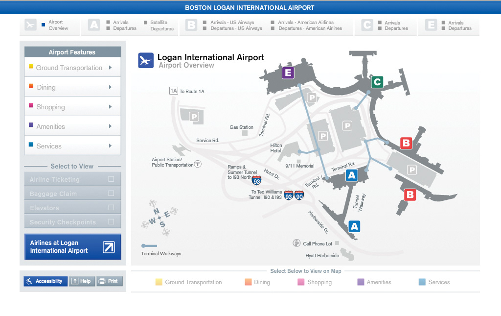 Massport Logan Airport Interactive Maps on Behance