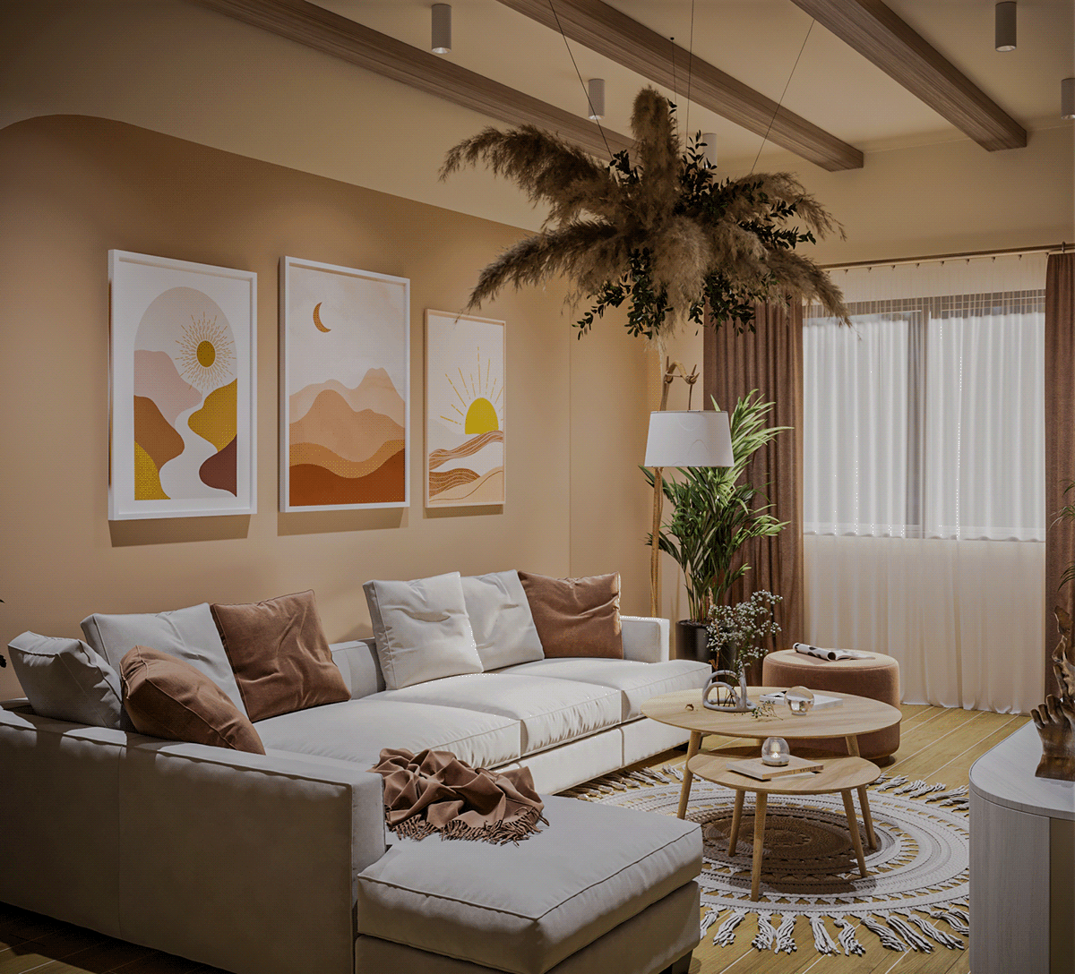 japandi living room on Behance