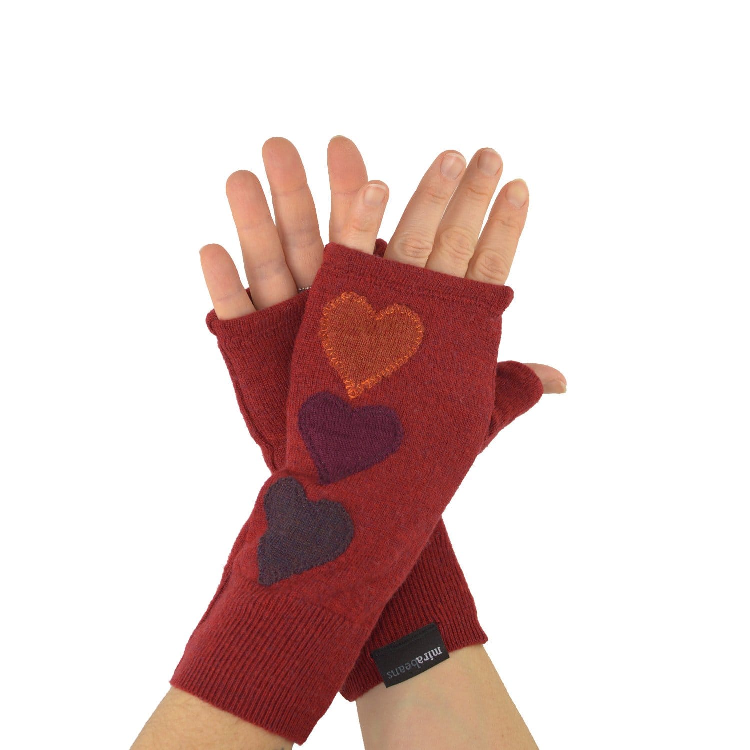 All The Love Fingerless Gloves in Blood Orange Red Hand Made