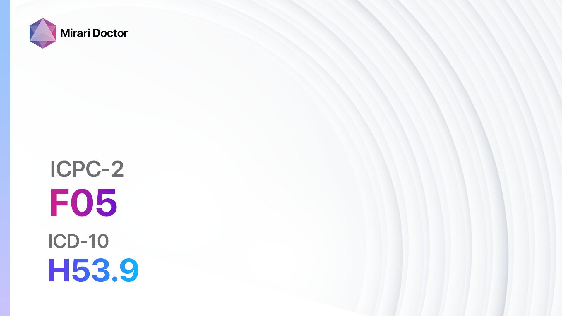 F05 Visual disturbance other (ICD10H53.9)