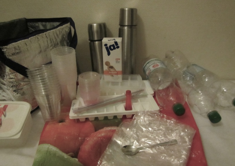 Experiment Ice cubes melting in fresh water and salt water