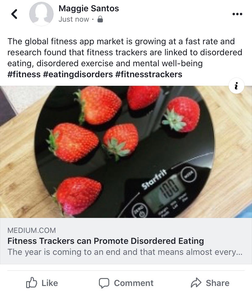 Fitness Trackers can Promote Disordered Eating by Maggie Santos Medium
