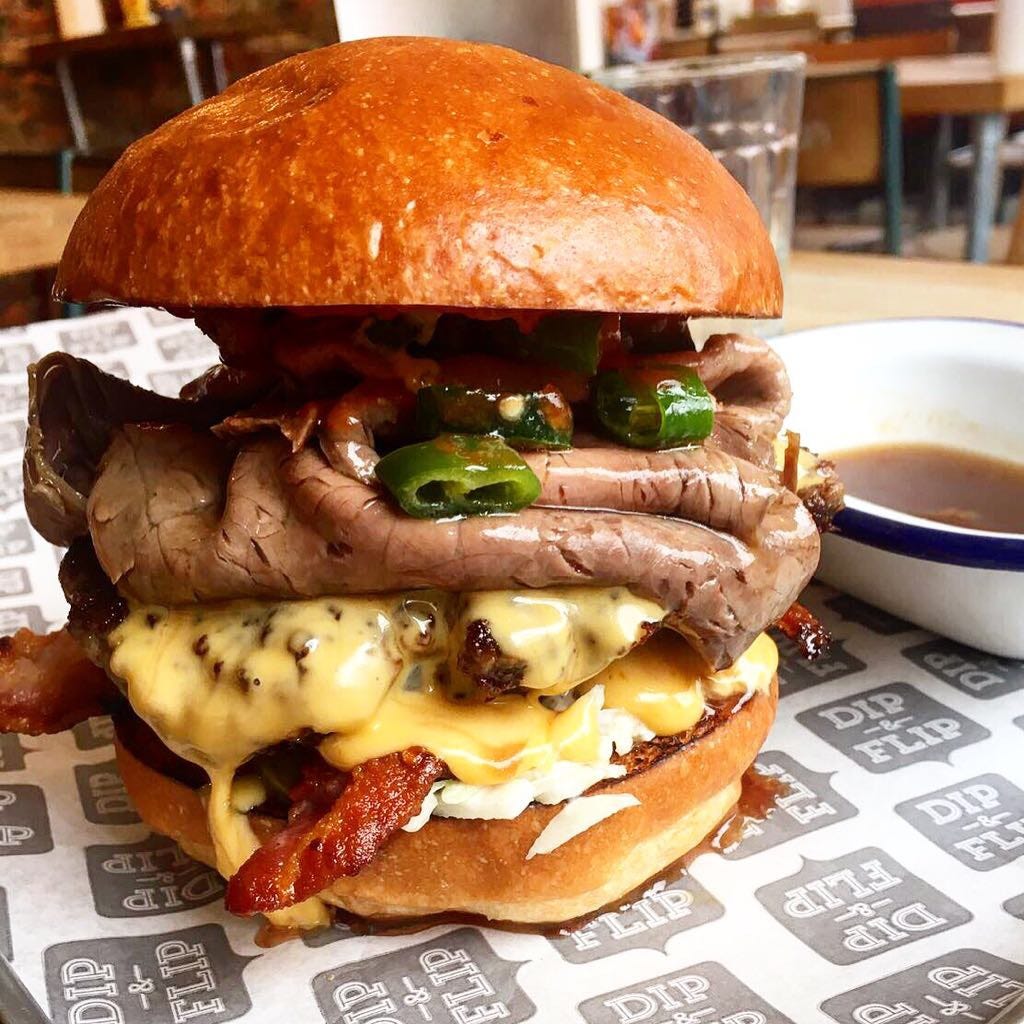 Dip & Flip Dip & Flip burger (with extra bacon & green chilli)