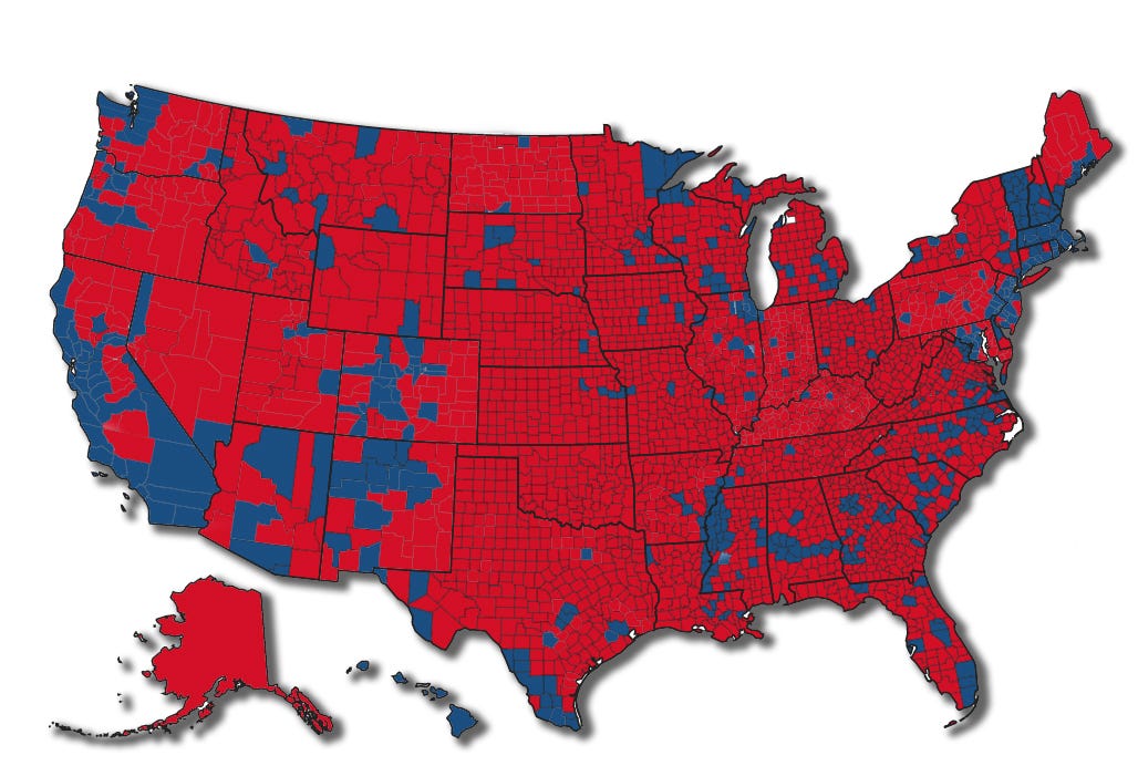 Red Blue County Map 2020 The Urban Blue Blues. Yes, these days are tense. Looking at… by