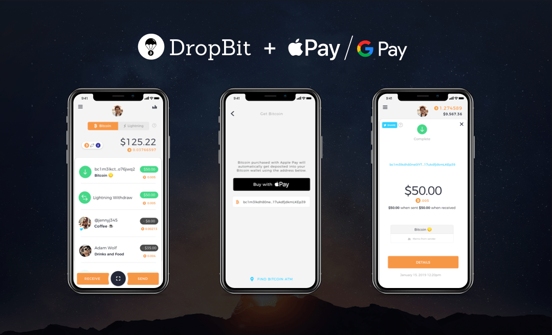 Buy Bitcoin with Apple Pay Google Pay on DropBit! by Coin Ninja âš¡