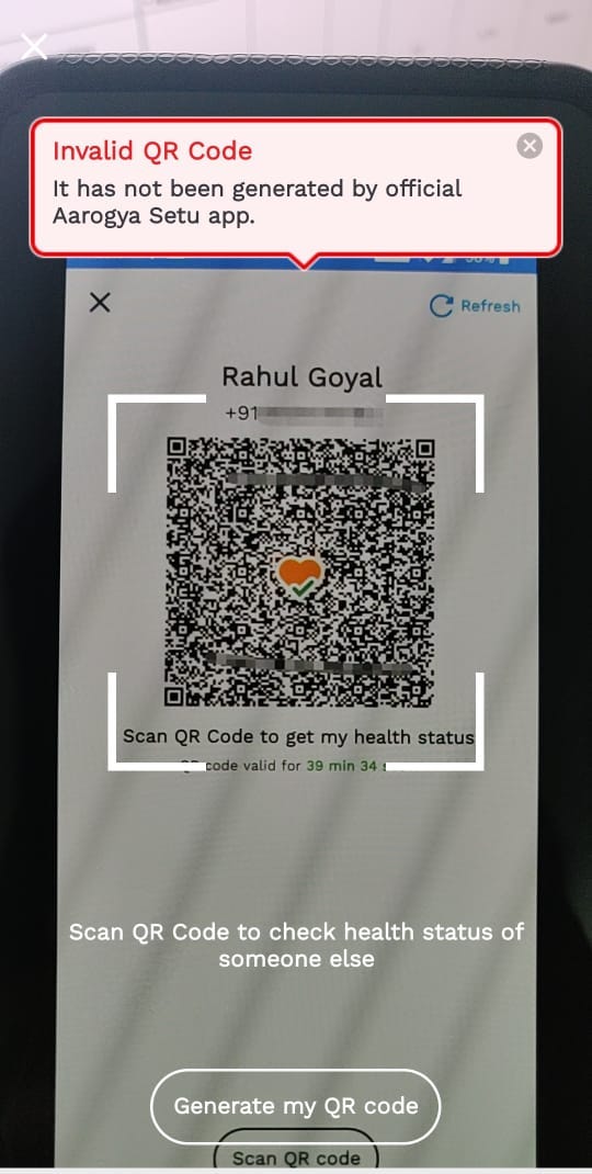 QR Code as an Authentic Aarogya Setu Pass by Rahul Goyal