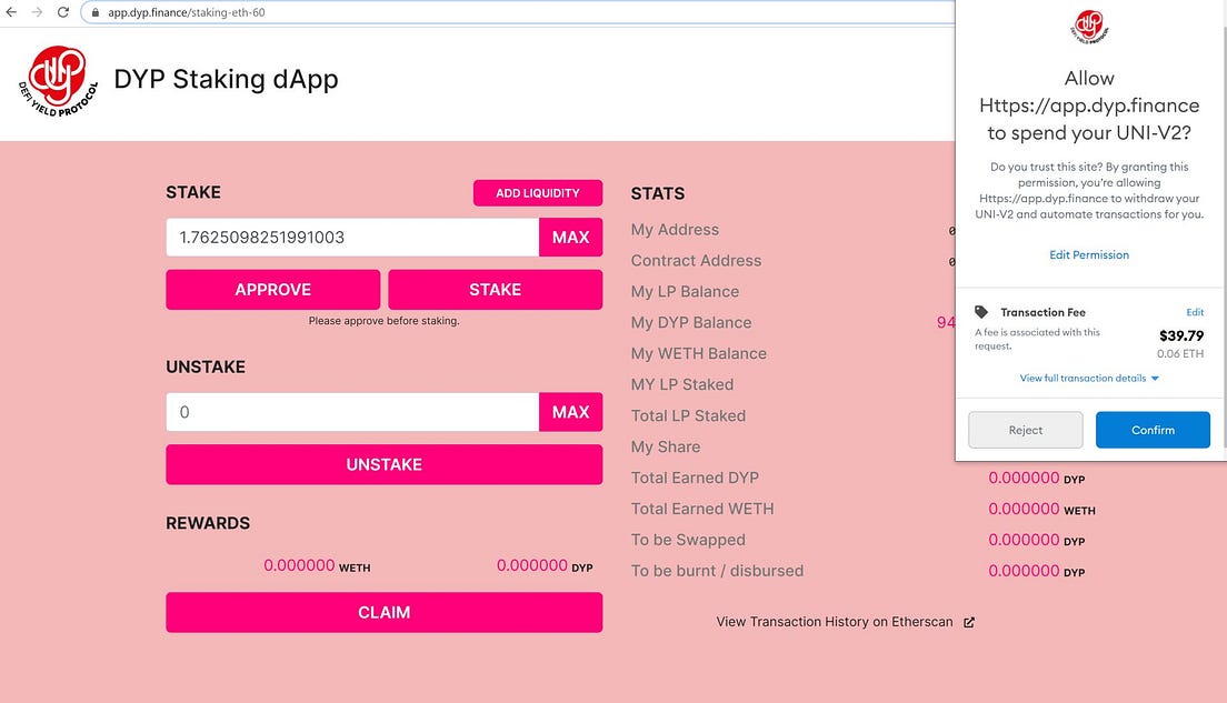 DYP Staking Pools Tutorial. Deposit your liquidity provider tokens