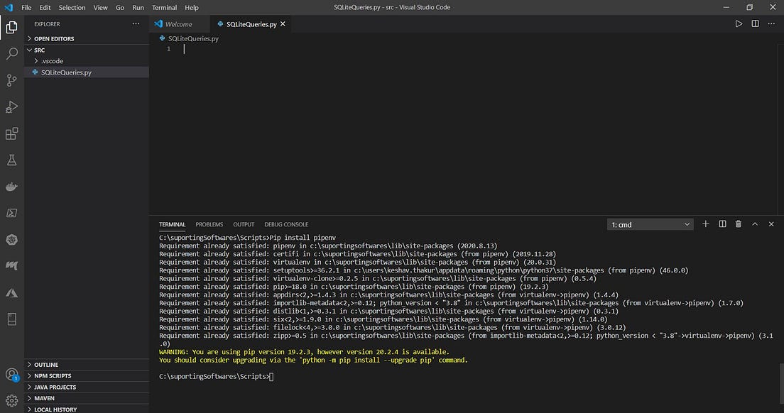 Windowing function for SQLite3 using Python on VSCode by