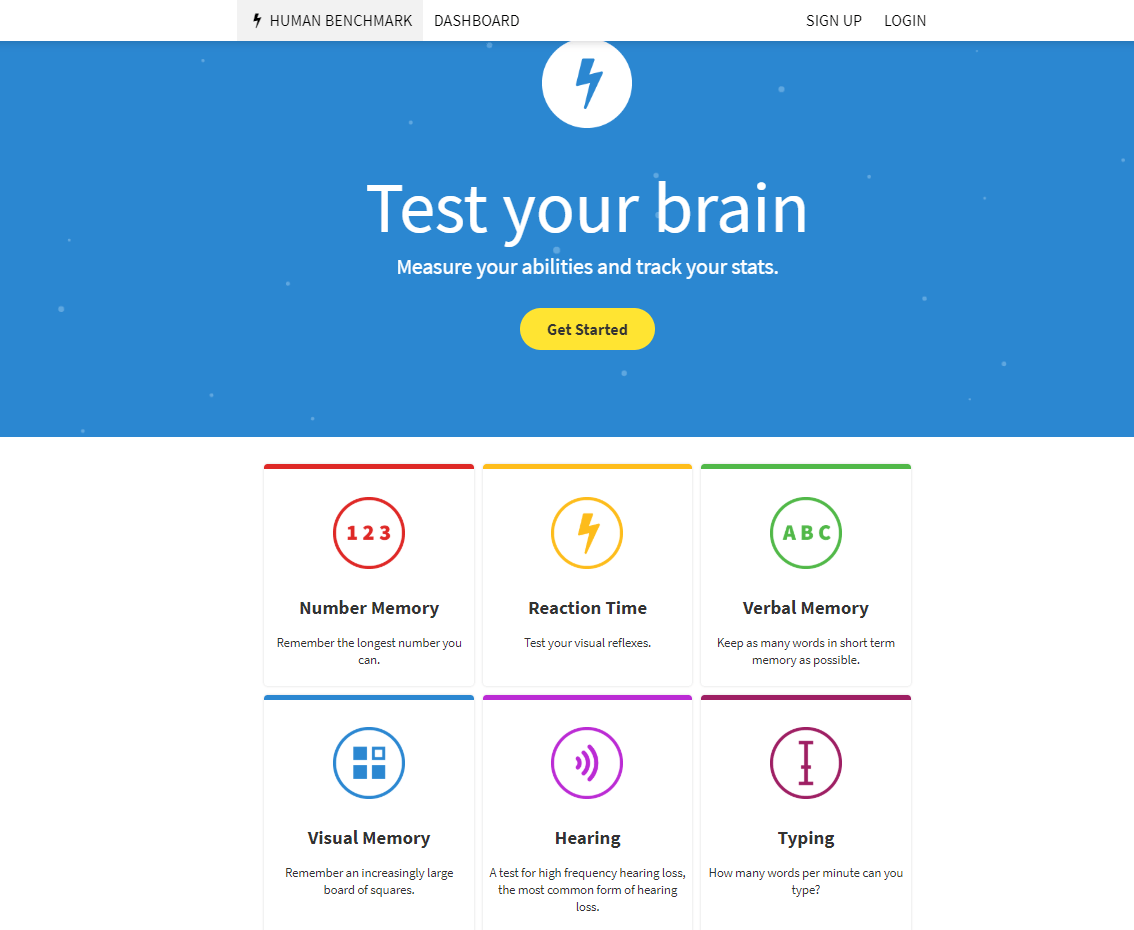 HumanBenchmark — Interesting Visual, Audio, Reaction and Memory Tests