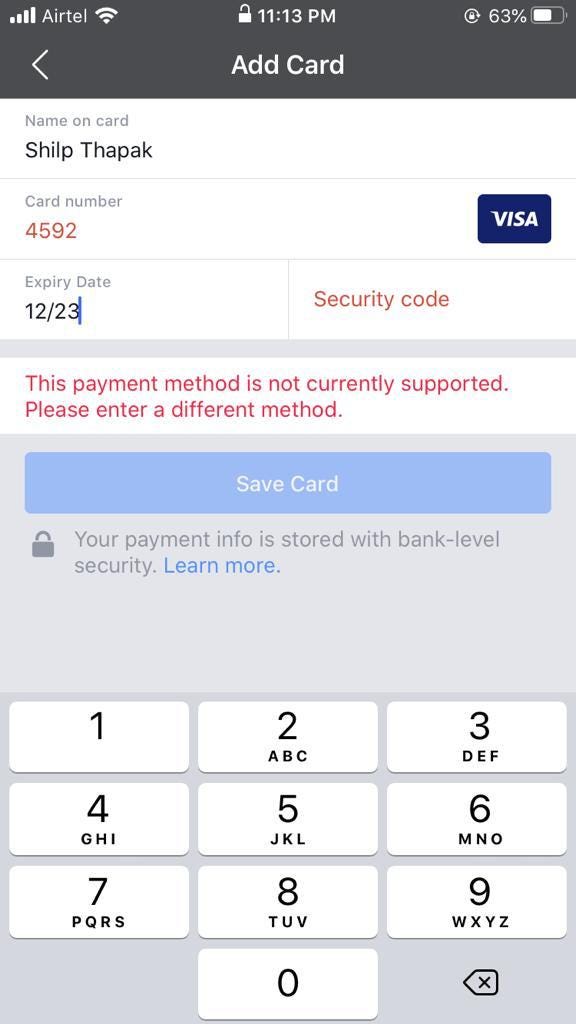 [SOLVED] Facebook Payment Method Not Working in India! by Shilp