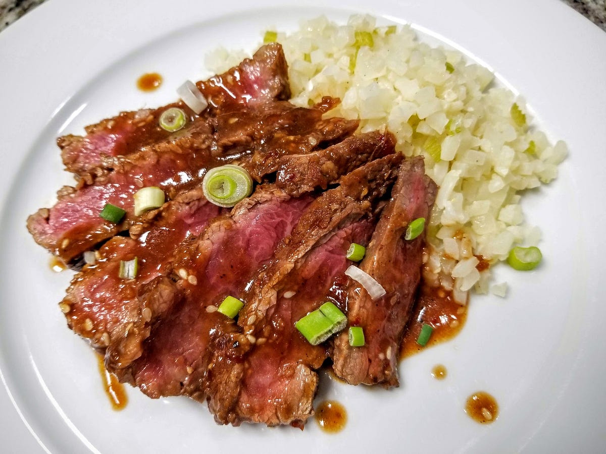 Asian marinated flank steak with cauliflower rice by Luna G Medium