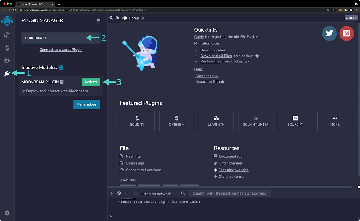 Moonbeam Plugin for Remix. Remix now has a plugin for Moonbeam… by