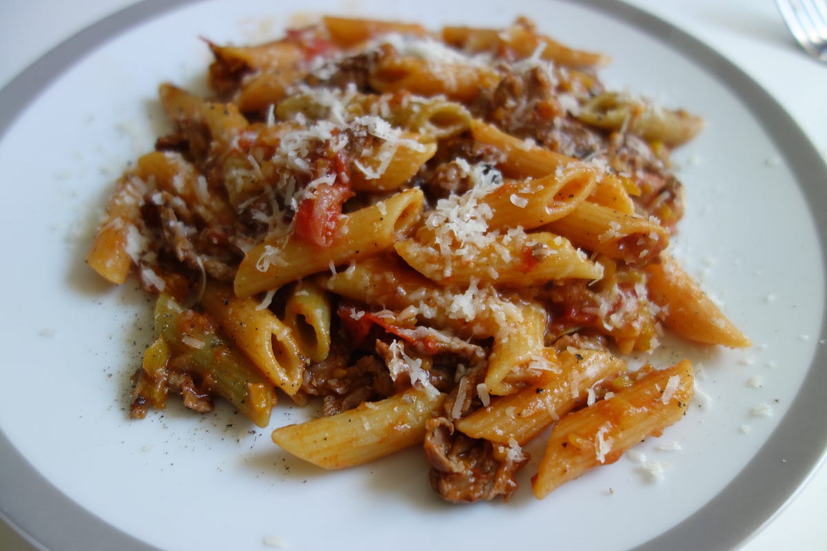 Beef Ragu with fresh Sofrito & Tricolor Penne in 30 minutes by