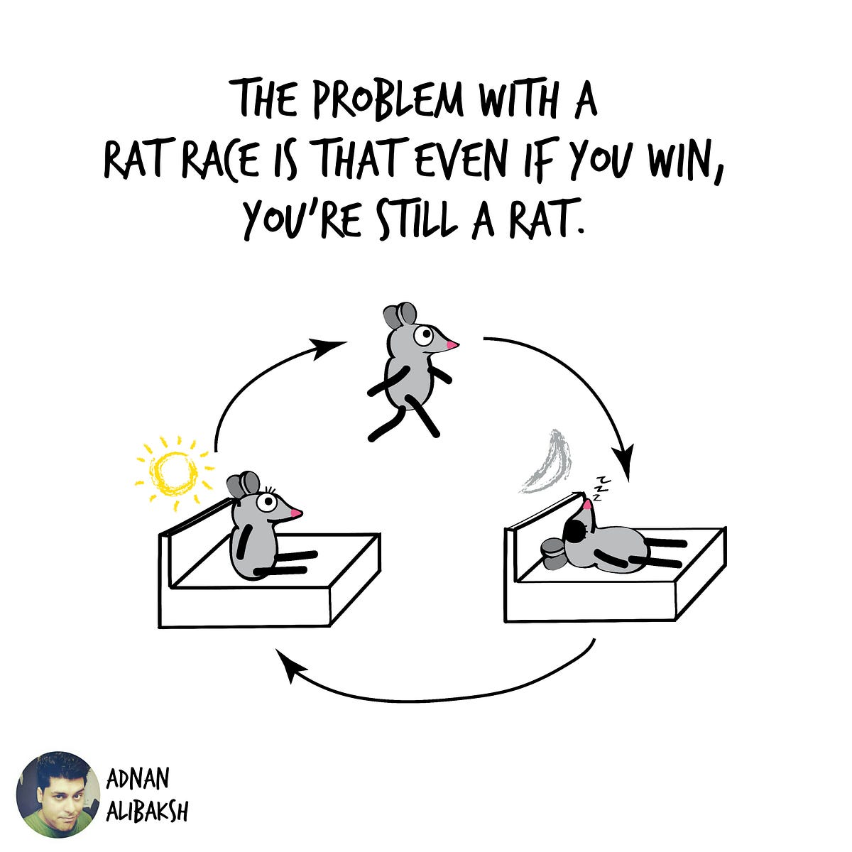 The problem with a rat race is that even if you win, you’re still a rat