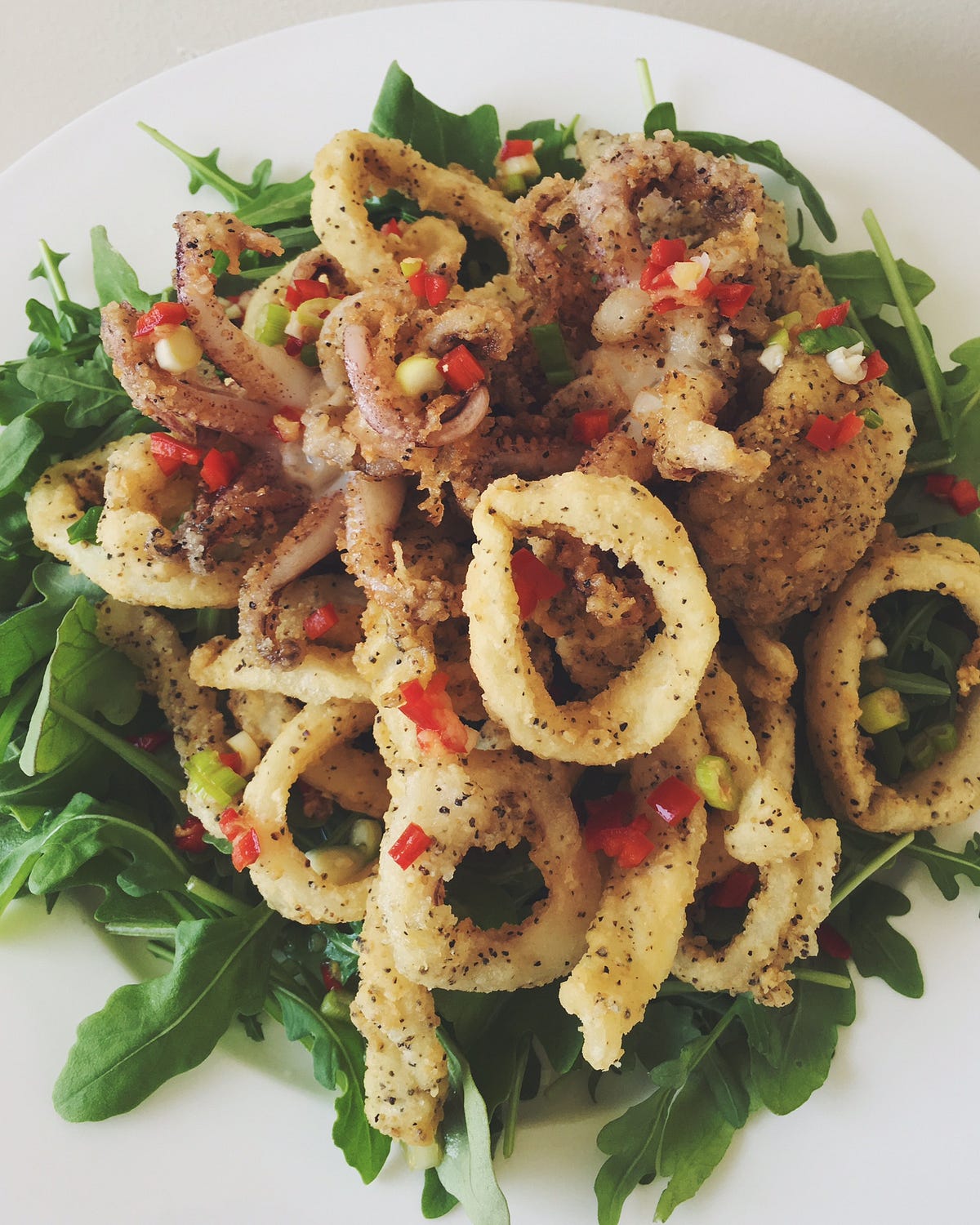 Salt and Pepper Squid with Rocket and Vietnamese Dressing by Michael