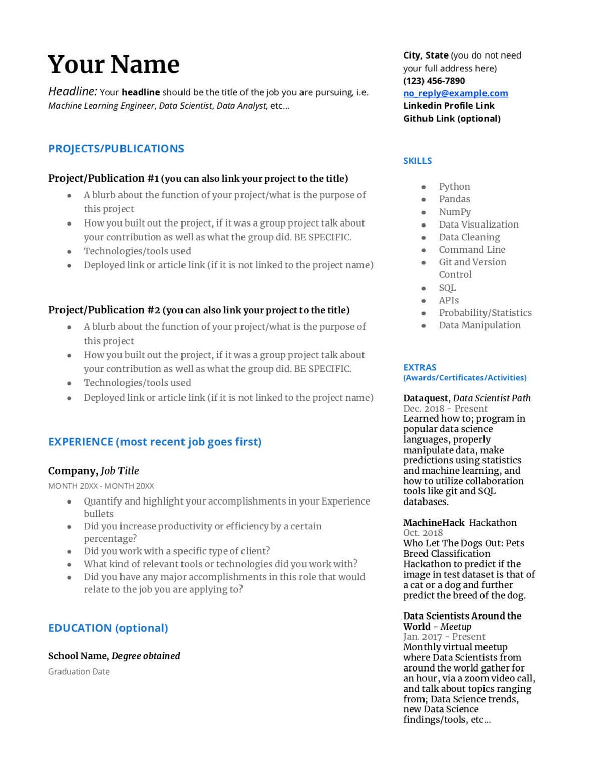 Data Scientist HTML+CSS CV/Resume Template by Michael John Porter